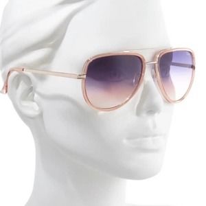Quay Australia All In Mini Light Pink Blue Fade Aviator Sunglasses Women's
